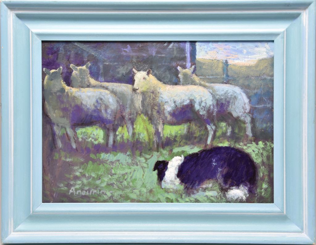 This painting of a sheepdog and sheep by Aneurin M. Jones sold for £1,750.